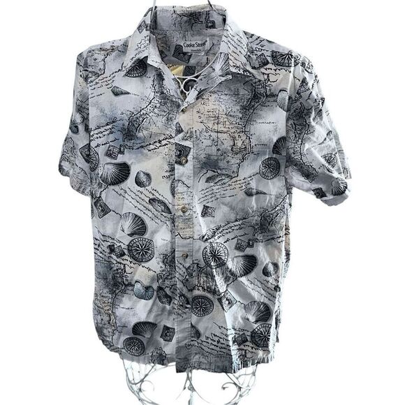 Very nice VTG Cooke Street Men Honolulu tan Shirt Hawaiian Short Sleeve Button U - Picture 2 of 7